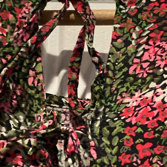 Next green & pink floral summer dress ladies size 16 - Picture 5 of 7